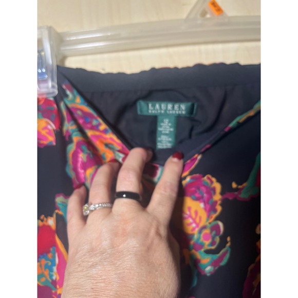 Lauren Ralph Lauren Black Floral Wide Leg Palazzo Pants Size 12 - Picture 4 of 5